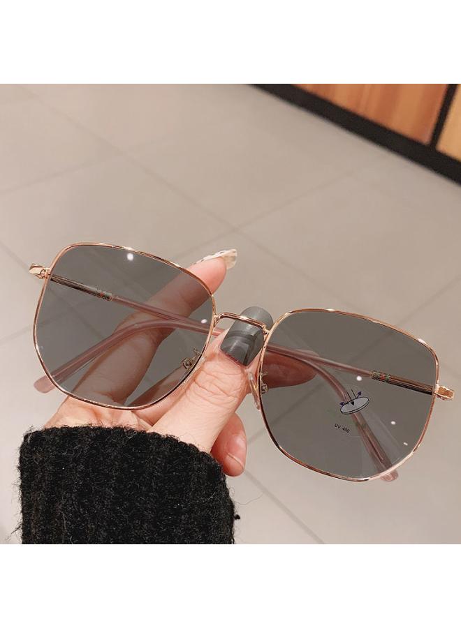 Large Frame Color-changing Myopia Glasses Women's Blue Pink Gray Pieces Can Be Equipped With Degrees Live Broadcast Popular Glasses Face Slimming Korean Fashion