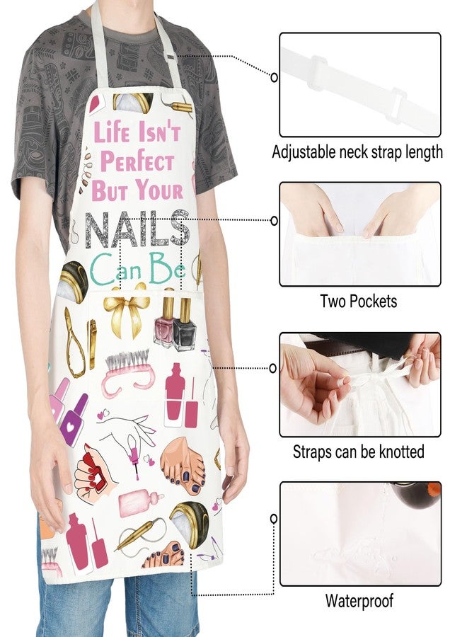 TOBGBE Nail Tech Apron Life Isn't Perfect But Your Nails Can Be Waterproof Bibs Nail Artist Stylist Gifts Nail Salon Supplies (Nails Can Be Apron) - Image 3