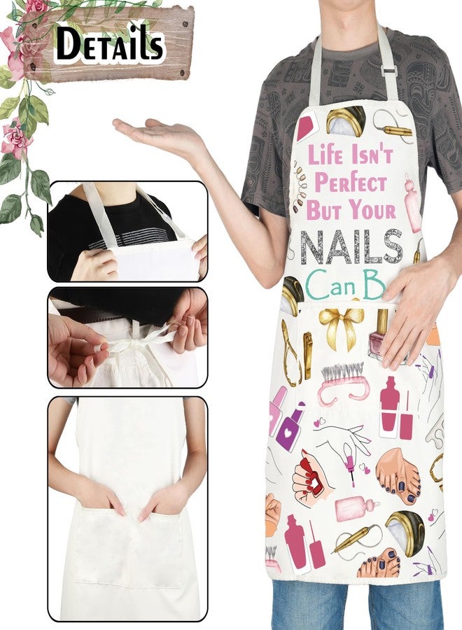 TOBGBE Nail Tech Apron Life Isn't Perfect But Your Nails Can Be Waterproof Bibs Nail Artist Stylist Gifts Nail Salon Supplies (Nails Can Be Apron) - Image 4