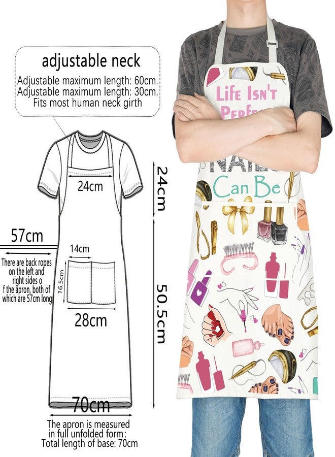 TOBGBE Nail Tech Apron Life Isn't Perfect But Your Nails Can Be Waterproof Bibs Nail Artist Stylist Gifts Nail Salon Supplies (Nails Can Be Apron) - Image 2