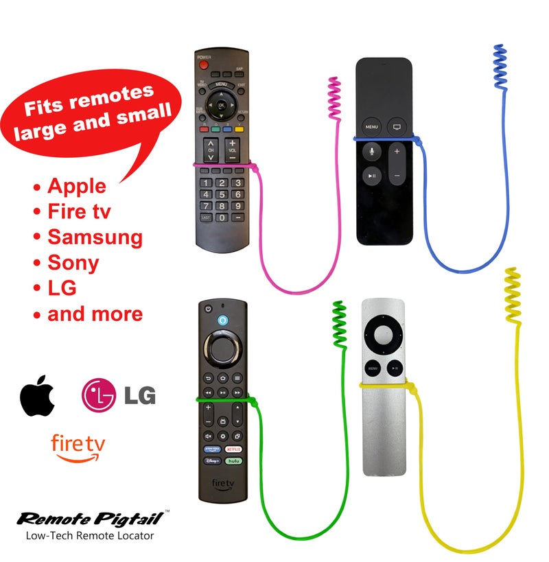 Perfect Curve Remote Leash 4-Pack | TV Remote Tether | Never Lose Your Remote Again | Adjustable | Snug Fit with Small and Large Remotes | Fits Samsung, Sony, LG, Apple and More - 2 Blue & 2 Red - Image 2