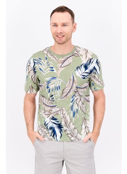 Jack Jones Men Crew Neck Short Sleeve Printed T-shirts, Olive Combo  - Image 1