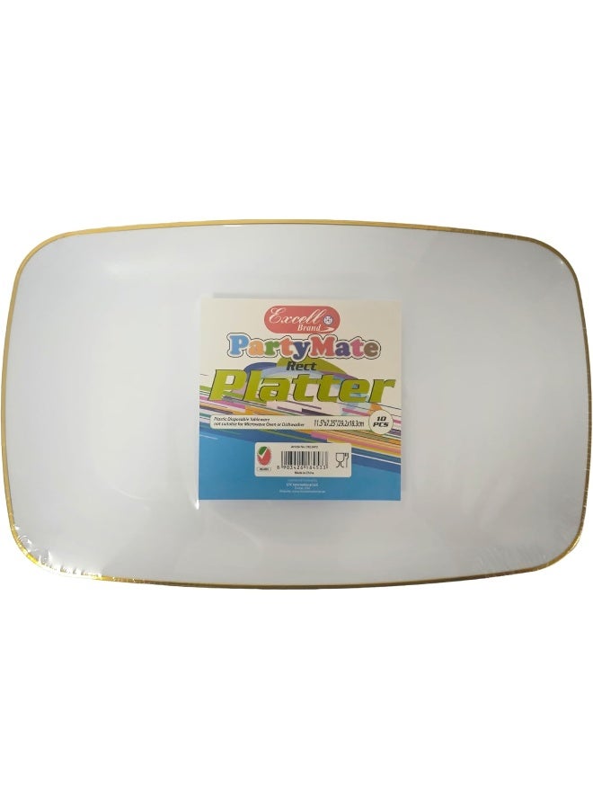 Servewell طبق تقديم مستطيل كبير من إكسل ديزاينر 10' أبيض + ذهبي - Image 2