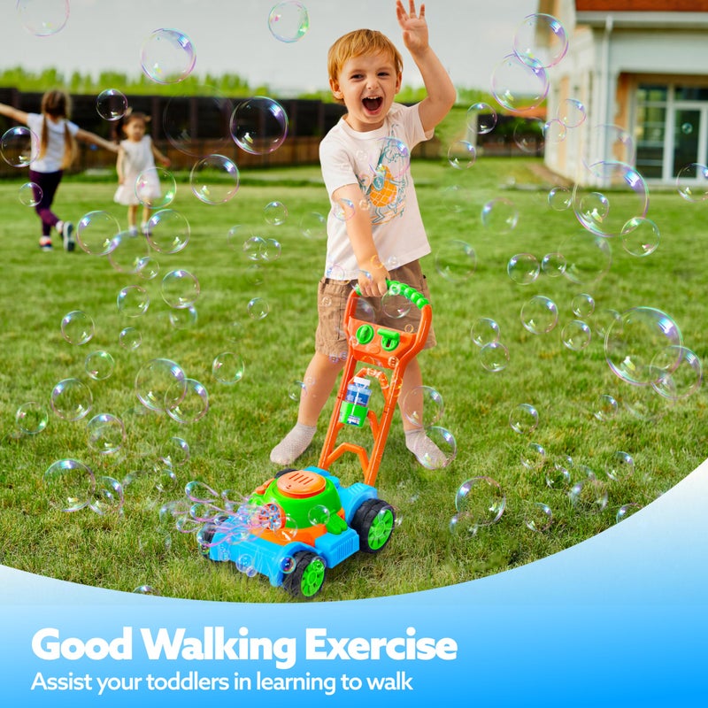 SLOOSH Bubble Lawn Mower Toddler Toys  SpillProof Bubble Machine Pretend Gardening Play Toy for Age 1 2 3 13 Year Old Baby Boys Indoor Outdoor Use Easter Basket Stuffers Birthday Gifts Blue - Image 3