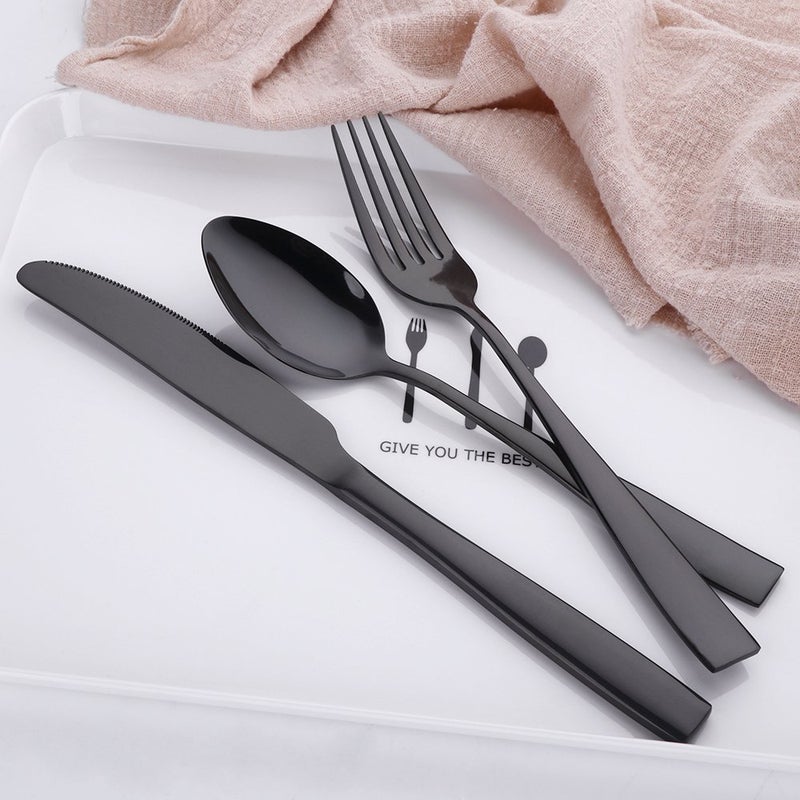 DANSR DANSR Restaurant Home Hotel Matte Set Black mat Finish Stainless Steel Flatware Set Tableware Cutlery Set Utensils for Kitchens Dinner ForkTea SpoonSalad SpoonKnife Black4  - Image 4
