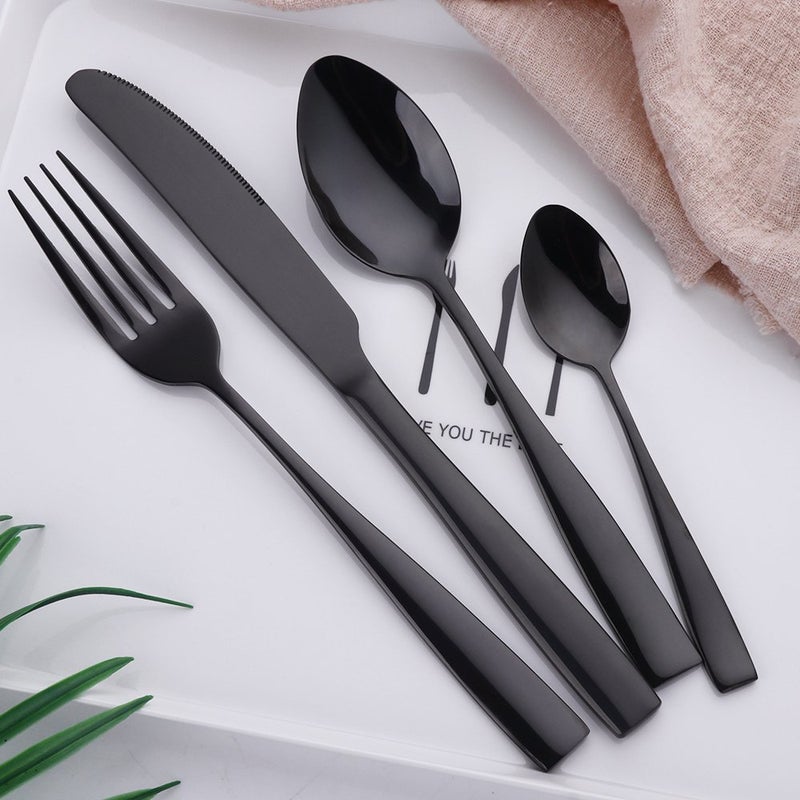DANSR DANSR Restaurant Home Hotel Matte Set Black mat Finish Stainless Steel Flatware Set Tableware Cutlery Set Utensils for Kitchens Dinner ForkTea SpoonSalad SpoonKnife Black4  - Image 2