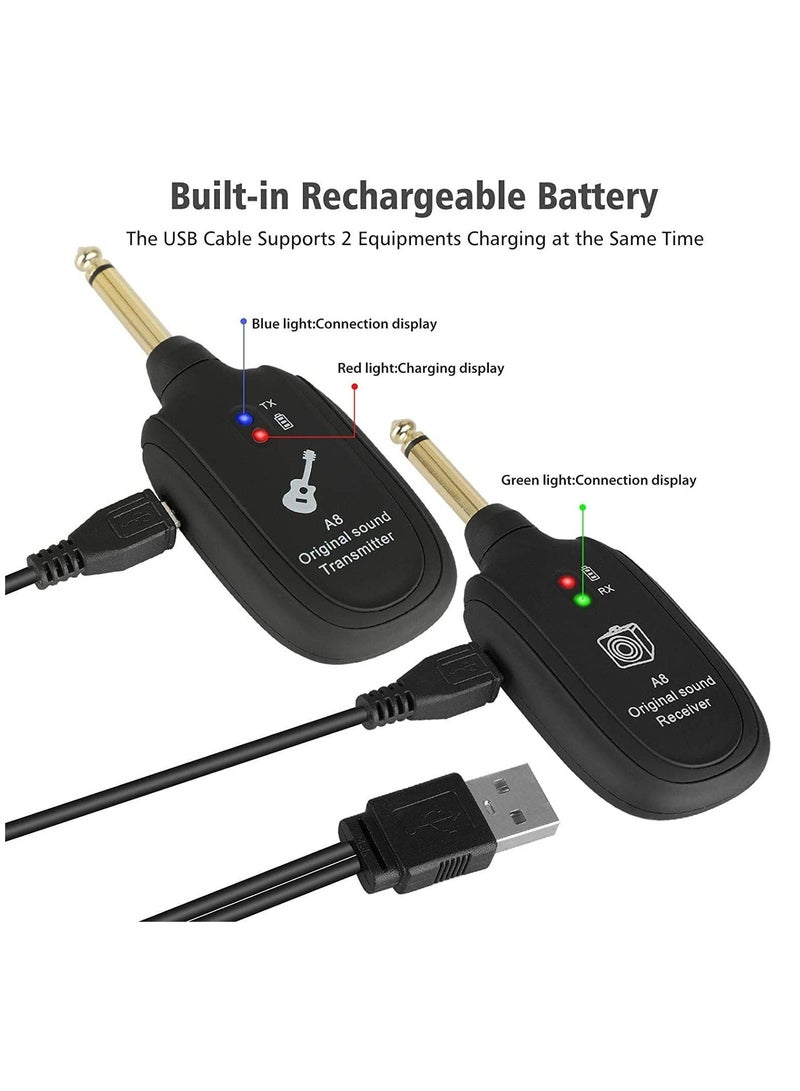 Generic Guitar Wireless System Wireless Guitar Transmitter Receiver Set, 20Hz-20kHz UHF Guitar Wireless Transmitter and Receiver for Electric Guitar Bass Violin Keyboard Instrument Accessories  - Image 5