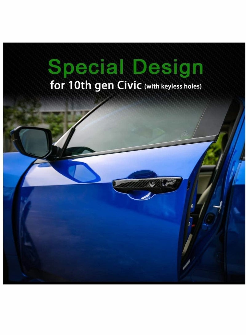 SYOSI Car Door Handle Carbon Fiber Pattern Left hand Drive Handle for 10th Gen Civic Carbon Fiber Style Door Handle Cover for Honda Civic Abs Black - Image 4