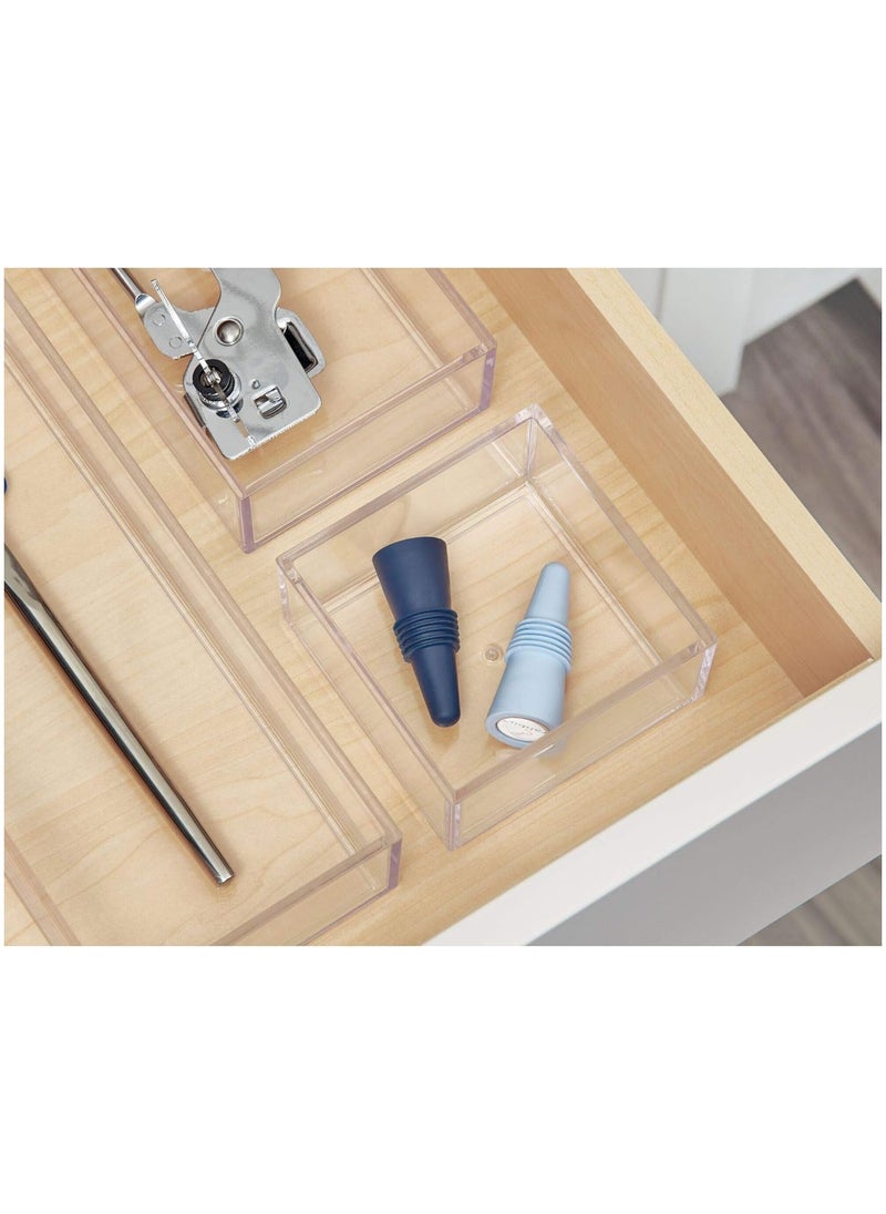 Generic - Acrylic Drawer Organizer, Storage Container for Kitchen Gadgets, Corks, Sticky-Notes, Clips in Pantry, Cabinets, Countertops, 4" x 2" - Clear - Image 1