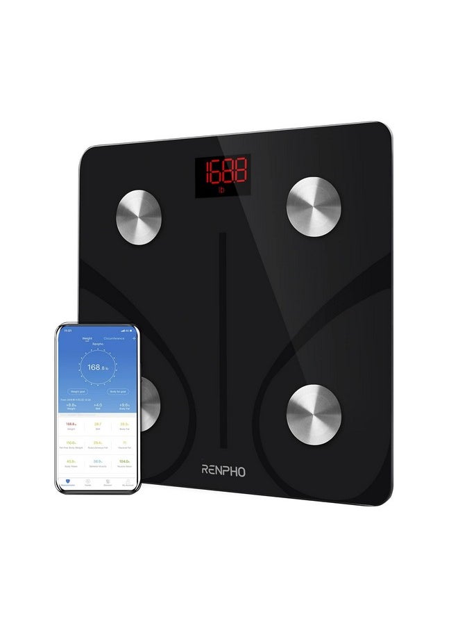 RENPHO RENPHO Bluetooth Body Fat Scale BMI Scale Smart Digital Bathroom Wireless Weight Scale, Body Composition Analyzer with Smartphone App 400 lbs Black Elis 1  - Image 1