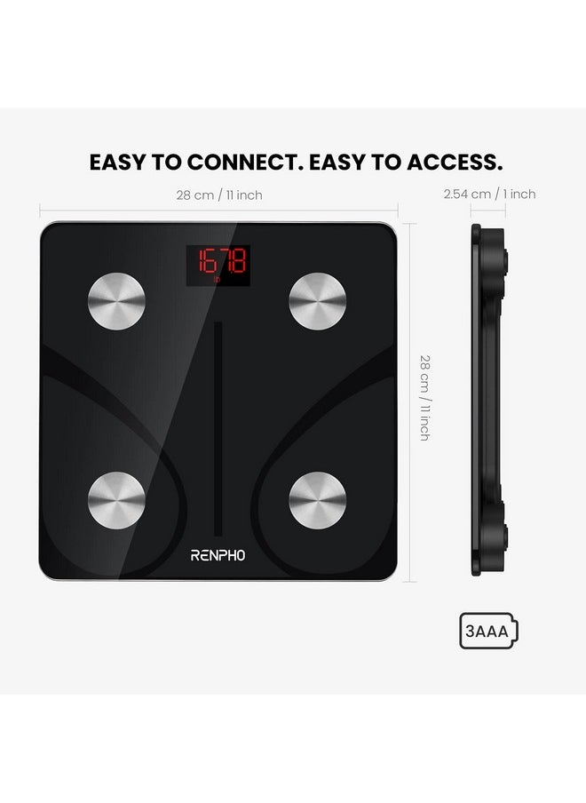 RENPHO RENPHO Bluetooth Body Fat Scale BMI Scale Smart Digital Bathroom Wireless Weight Scale, Body Composition Analyzer with Smartphone App 400 lbs Black Elis 1  - Image 2