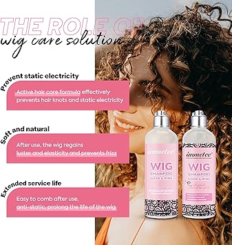 immetee 2 in 1 Shampoo Conditioner for Wig Soak Rinse Wig Shampoo for Human and Synthetic Hair Prolong Wig life 300ml101fl oz For Natural Wigs - Image 3