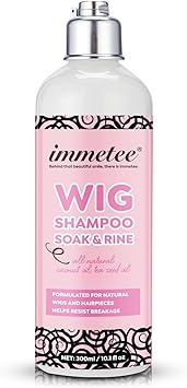 immetee 2 in 1 Shampoo Conditioner for Wig Soak Rinse Wig Shampoo for Human and Synthetic Hair Prolong Wig life 300ml101fl oz For Natural Wigs - Image 1