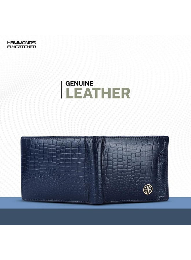  هاموندز فلاي كاتشر محفظة HAMMONDS FLYCATCHER المصنوعة من الجلد الأصلي للرجال - محفظة جلدية محمية بتقنية RFID للرجال، محفظة نقود للرجال، محفظة ثنائية الطي - 6 فتحات للبطاقات، حافظة بطاقات واحدة، جيب للعملات المعدنية، جيوب مخفية - أزرق تمساح - Image 2
