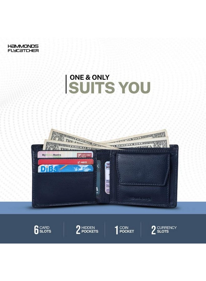  هاموندز فلاي كاتشر محفظة HAMMONDS FLYCATCHER المصنوعة من الجلد الأصلي للرجال - محفظة جلدية محمية بتقنية RFID للرجال، محفظة نقود للرجال، محفظة ثنائية الطي - 6 فتحات للبطاقات، حافظة بطاقات واحدة، جيب للعملات المعدنية، جيوب مخفية - أزرق تمساح - Image 4