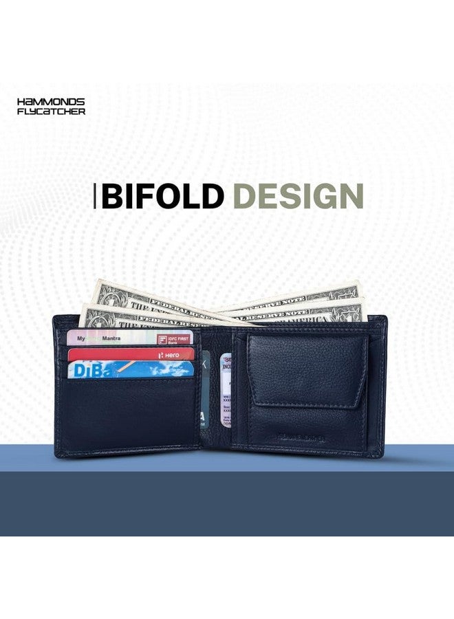  هاموندز فلاي كاتشر محفظة HAMMONDS FLYCATCHER المصنوعة من الجلد الأصلي للرجال - محفظة جلدية محمية بتقنية RFID للرجال، محفظة نقود للرجال، محفظة ثنائية الطي - 6 فتحات للبطاقات، حافظة بطاقات واحدة، جيب للعملات المعدنية، جيوب مخفية - أزرق تمساح - Image 5