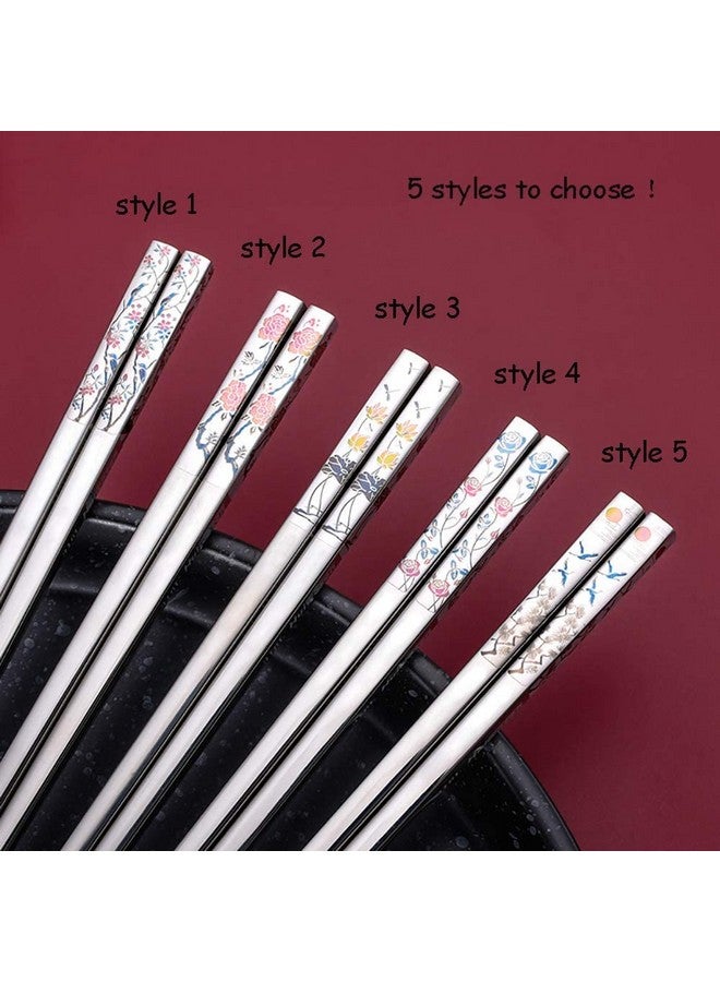 RIANZ Metal Chopsticks Reusable Dishwasher Safe, Chinese Japanese Korean 316 Stainless Steel Chopstick, Square Fancy Color Laser Engraved Chopstick for Cooking Eating, Non-Slip 1 Pair (Style 2) - Image 3
