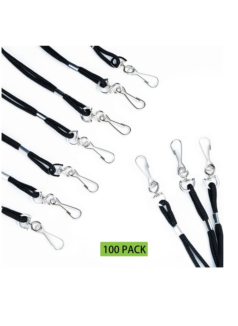 SYOSI - 100 Pack ID Black Lanyards Safety Badge Lanyard 36" with Swivel Hook Durable Nylon Office Lanyard Office and Business Card Lanyards for Students Professionals with ID Cards Badges and Keys - Image 1