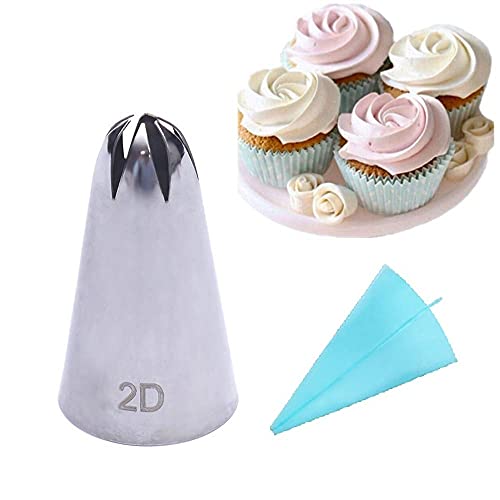 Perfect Pricee 2D Large Size Rose Flower Cake Decorating Icing Tip Cupcake Nozzles Decoration 2D, 45 x 25 x 50 mm - Image 2