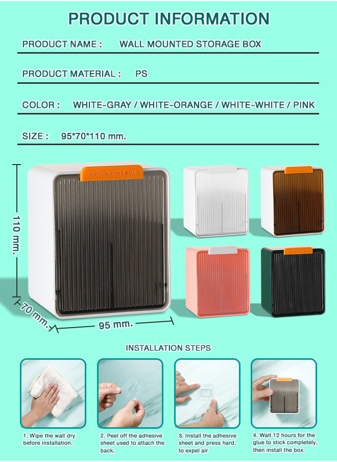 Portable Wall-Mounted Storage Box, Waterproof Cotton Swab Box，Space-Efficient Organizer with Secure Closure