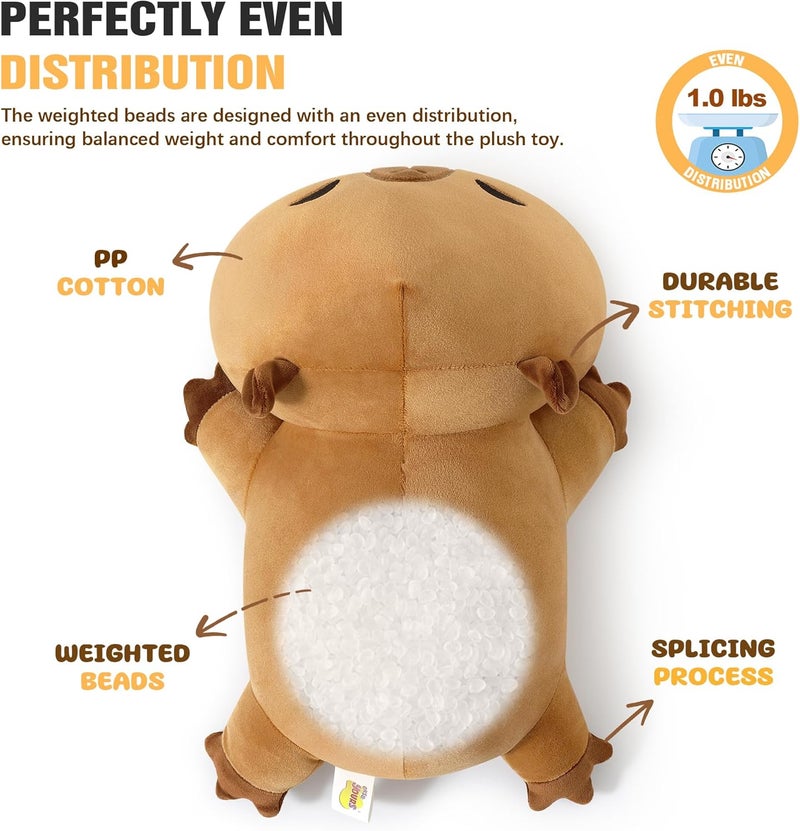 Onsoyours Original 9.8"|1.0 lbs Weighted Stuffed Animals, Cute Weighted Positive Capybara Plush Pillow Toy Soft Weighted Capybara Plushies Gift for Kids Adults - Image 3