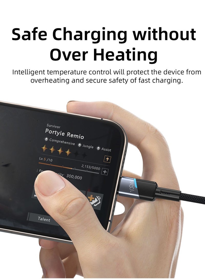 وي وي لابز كابل شحن سريع 100 واط من النوع C إلى النوع C بطول 2 متر وسرعة نقل 480 ميجابت في الثانية VYVY Labs VCJLCC101 - أسود ورمادي - Image 2