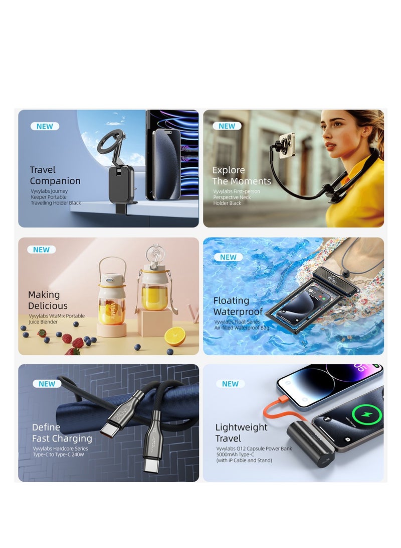 وي وي لابز كابل شحن سريع 100 واط من النوع C إلى النوع C بطول 2 متر وسرعة نقل 480 ميجابت في الثانية VYVY Labs VCJLCC101 - أسود ورمادي - Image 3