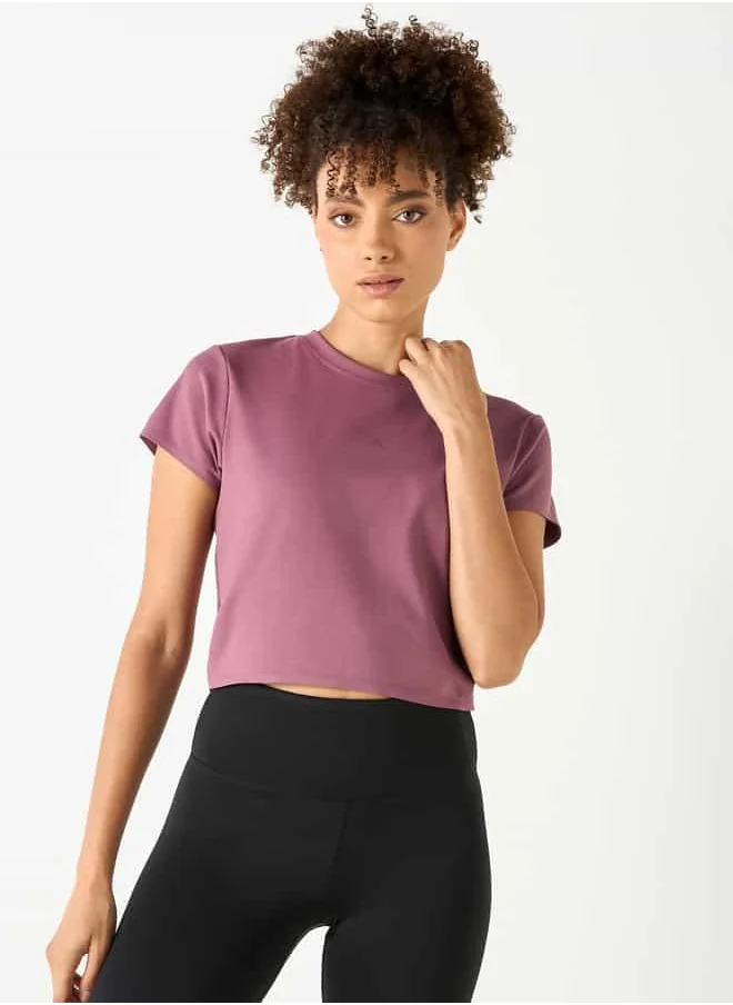 ADOT Crew Neck Crop T-shirt with Short Sleeves