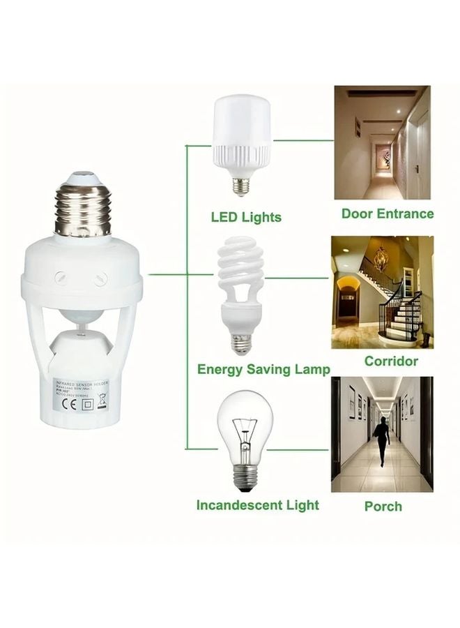 1pc Smart Motion Sensor Light Bulb Holder PIR Detection E27 Base EU US UK AU NZ Plug - Image 4