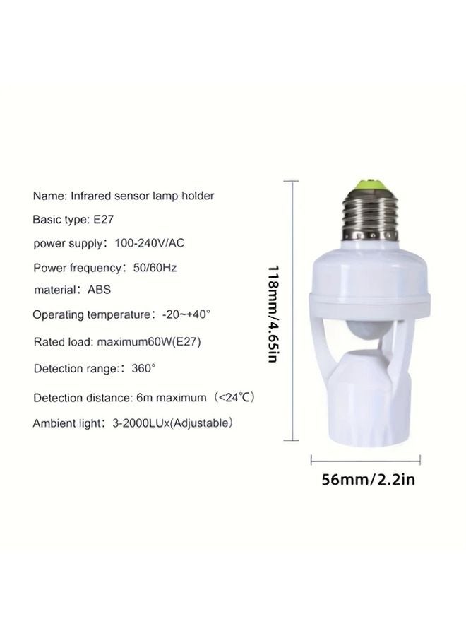 1pc Smart Motion Sensor Light Bulb Holder PIR Detection E27 Base EU US UK AU NZ Plug - Image 3