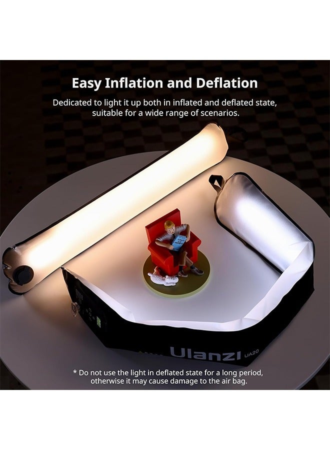 يولانزي أضواء أنبوب هواء Ulanzi UA20 القابلة للنفخ بقوة 20 واط، ضوء يدوي محمول مغناطيسي يتراوح بين 2700K إلى 6500K، ضوء لتدفق الفيديو مع نسبة CRI 95+، عصا إضاءة للتصوير مزودة بتركيب 1/4 بوصة. - Image 2