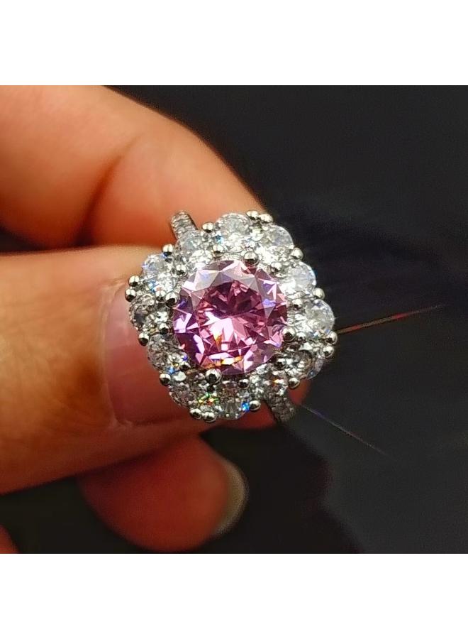 European And American Popular Jewelry Four-claw 3 Karat Princess Square Bag Ring Female Imitation Diamond All-match Luxury Full Diamond Ring 