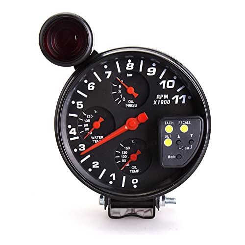 MACHSWON 5 inch Tachometer Gauge Kit Car Motor 4 in 1 RPM Meter 12V LED with Seat and Adjustable Shift Light Oil Press Water Oil Temp Sensor - Image 3