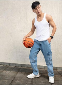 Hubberholme Mid Rise Relaxed Fit Cargo Jeans by Styli  - Image 4