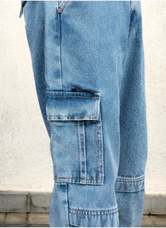 Hubberholme Mid Rise Relaxed Fit Cargo Jeans by Styli  - Image 3
