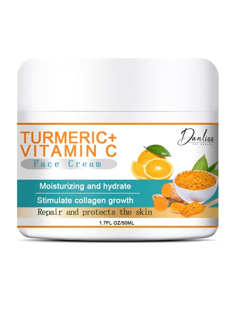 danliss Turmeric Dark Spot Cream, Natural Turmeric Skin Lightening Lotion, Anti-Aging Cream, Face Moisturizer, Vitamin C Cream, Face Dark Spot Repair Remover, Wrinkle Removal, Firming 50ml - Image 1