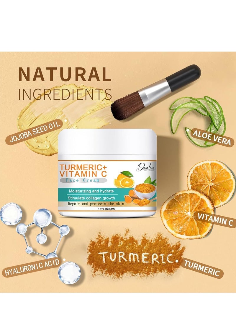 danliss Turmeric Dark Spot Cream, Natural Turmeric Skin Lightening Lotion, Anti-Aging Cream, Face Moisturizer, Vitamin C Cream, Face Dark Spot Repair Remover, Wrinkle Removal, Firming 50ml - Image 2