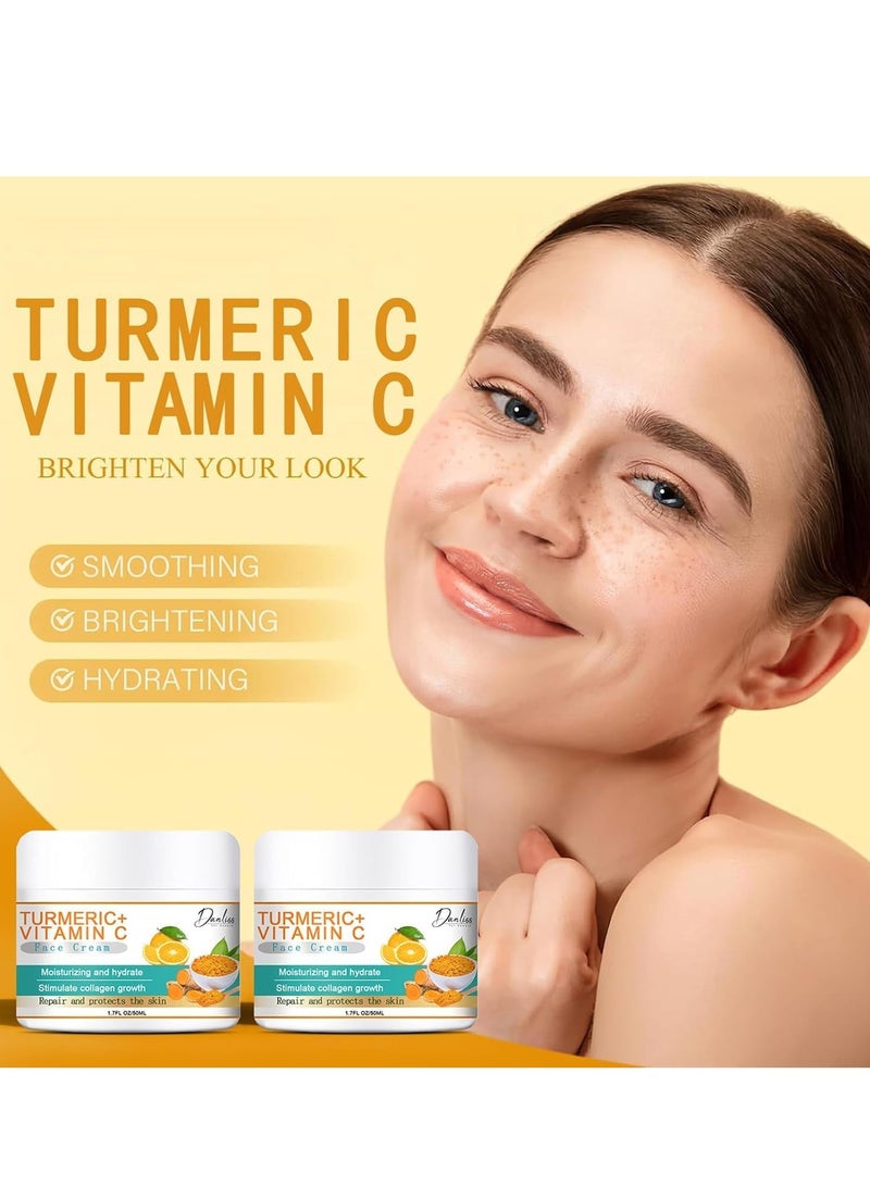 danliss Turmeric Dark Spot Cream, Natural Turmeric Skin Lightening Lotion, Anti-Aging Cream, Face Moisturizer, Vitamin C Cream, Face Dark Spot Repair Remover, Wrinkle Removal, Firming 50ml - Image 3
