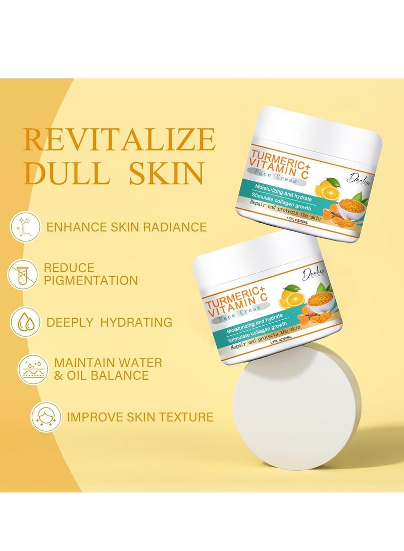 danliss Turmeric Dark Spot Cream, Natural Turmeric Skin Lightening Lotion, Anti-Aging Cream, Face Moisturizer, Vitamin C Cream, Face Dark Spot Repair Remover, Wrinkle Removal, Firming 50ml - Image 4