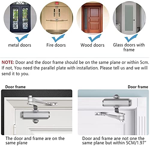 Marie Automatic Door Closer,Size 3 Adjustable Closing Speed Door Closer for 88-143 lbs Residential and Commercial Doors,with Installation Video EN1154 Certification - Image 5
