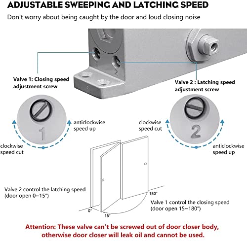 Marie Automatic Door Closer,Size 3 Adjustable Closing Speed Door Closer for 88-143 lbs Residential and Commercial Doors,with Installation Video EN1154 Certification - Image 4
