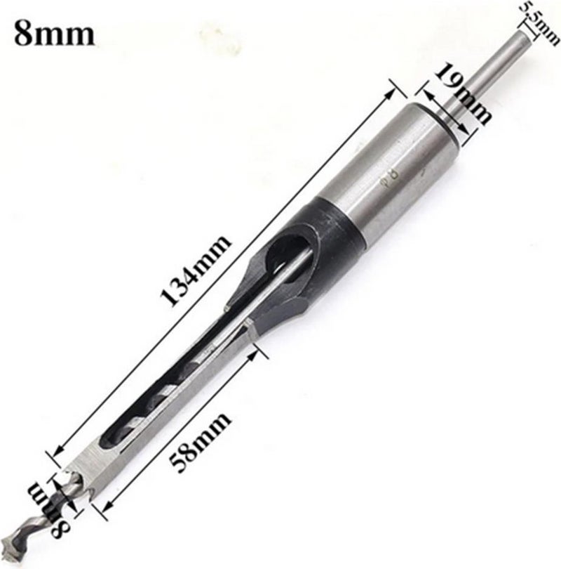 Square Hole Drill Bit Woodworking Tenon Chisel Set 8mm 38 Elecall