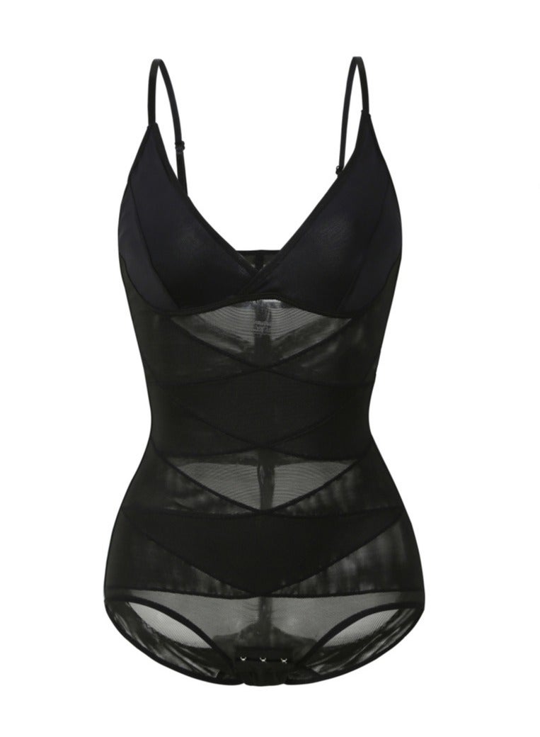 Loquat Women's Solid Color Bodysuit Shapewear Tummy Control Camisole Deep V-Neck Camisole Slimming Jumpsuit Lifting Bodysuit Black 