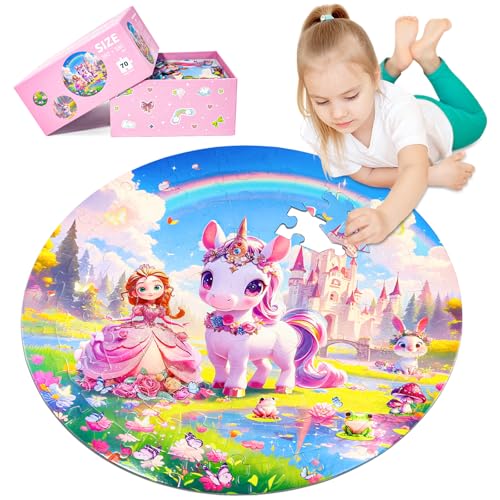 DIGOBAY Unicorn Princess Floor Puzzles for Kids Ages 46 Large 70 Piece Unicorn Puzzles for Kids Ages 68 Puzzles for Toddler Ages 35 Toy Gifts for Boy Girls Children - Image 1