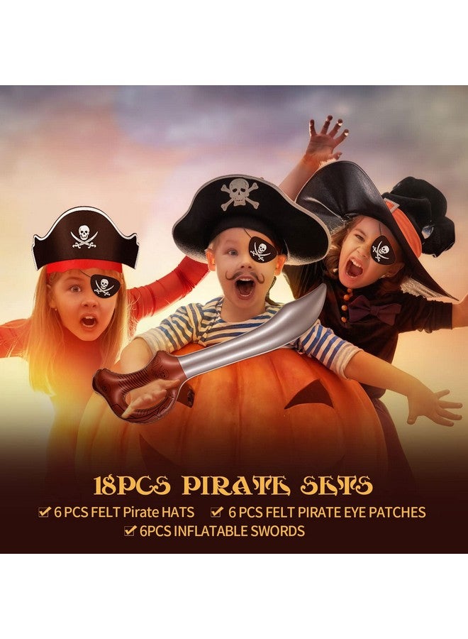 Charniol Funny Pirate Party Set Pirate Halloween Party Supplies With Felt Pirate Hats Felt Pirate Eye Patches Inflatable Swords For Pirate Fancy Dress Cosplay Party Stage Prop (18 Pcs) - Image 5