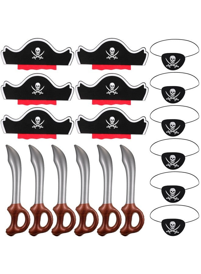 Charniol Funny Pirate Party Set Pirate Halloween Party Supplies With Felt Pirate Hats Felt Pirate Eye Patches Inflatable Swords For Pirate Fancy Dress Cosplay Party Stage Prop (18 Pcs) - Image 2