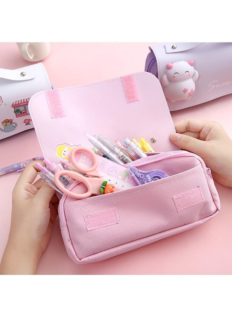 سوييت_سيڤن مقلمة وردية ذات سعة كبيرة - منظم متعدد الأقسام للطلاب والأطفال والمراهقين والبالغين - مثالية للقرطاسية والأقلام والمكياج والمزيد - Image 2