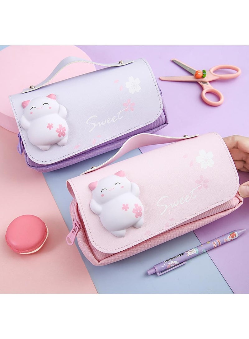 سوييت_سيڤن مقلمة وردية ذات سعة كبيرة - منظم متعدد الأقسام للطلاب والأطفال والمراهقين والبالغين - مثالية للقرطاسية والأقلام والمكياج والمزيد - Image 3