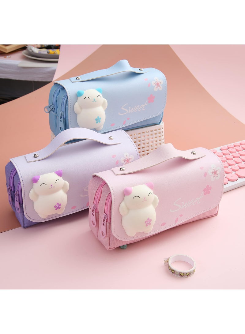 سوييت_سيڤن مقلمة وردية ذات سعة كبيرة - منظم متعدد الأقسام للطلاب والأطفال والمراهقين والبالغين - مثالية للقرطاسية والأقلام والمكياج والمزيد - Image 4