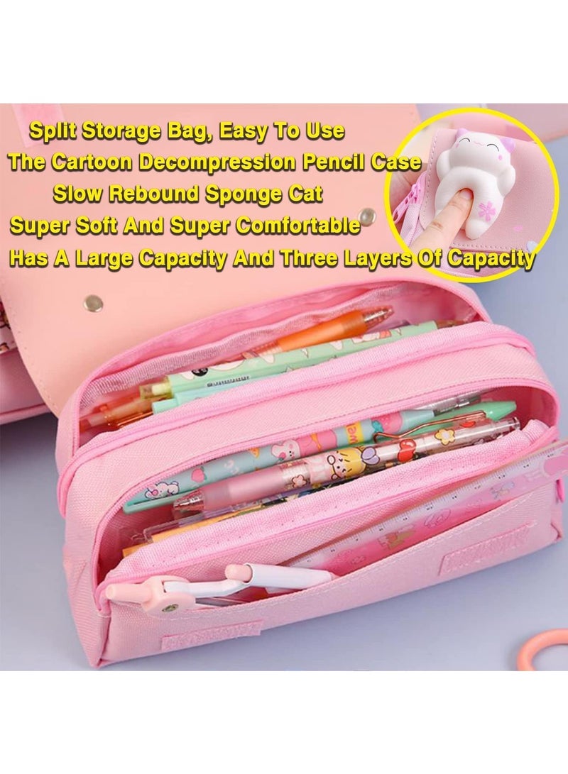 سوييت_سيڤن مقلمة وردية ذات سعة كبيرة - منظم متعدد الأقسام للطلاب والأطفال والمراهقين والبالغين - مثالية للقرطاسية والأقلام والمكياج والمزيد - Image 5